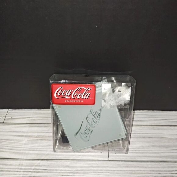 Coca Cola Soda Collectible Frosted Laser Etched Tempered Glass Coaster Set of 6 - Picture 1 of 8